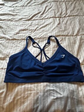 Gymshark Navy Ruched  Strappy Sports Bra